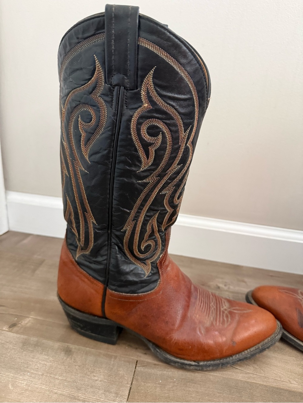 Tony Lama Cowboy Boots Men 9 Leather Style 6350 Brown Black READ Western - Picture 11 of 16